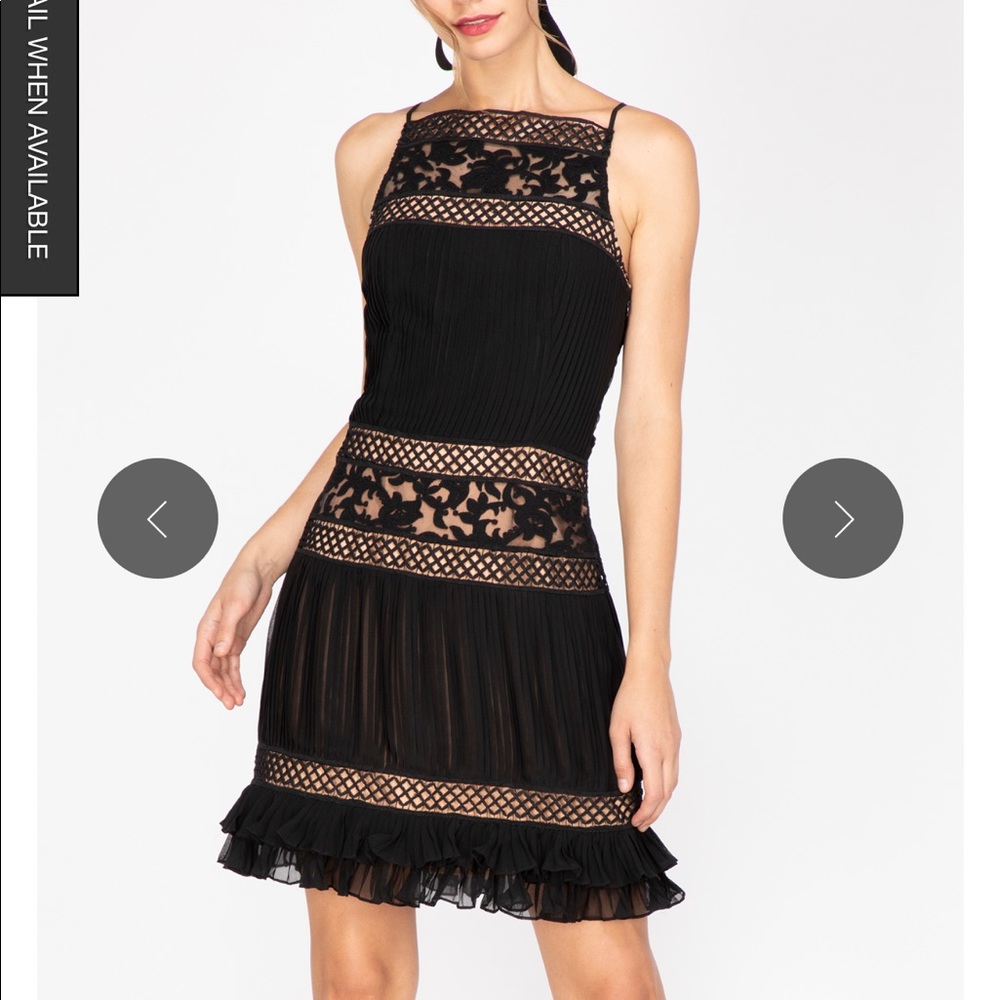 Adelyn Rea Nia Pleated A-lined Dress - Black